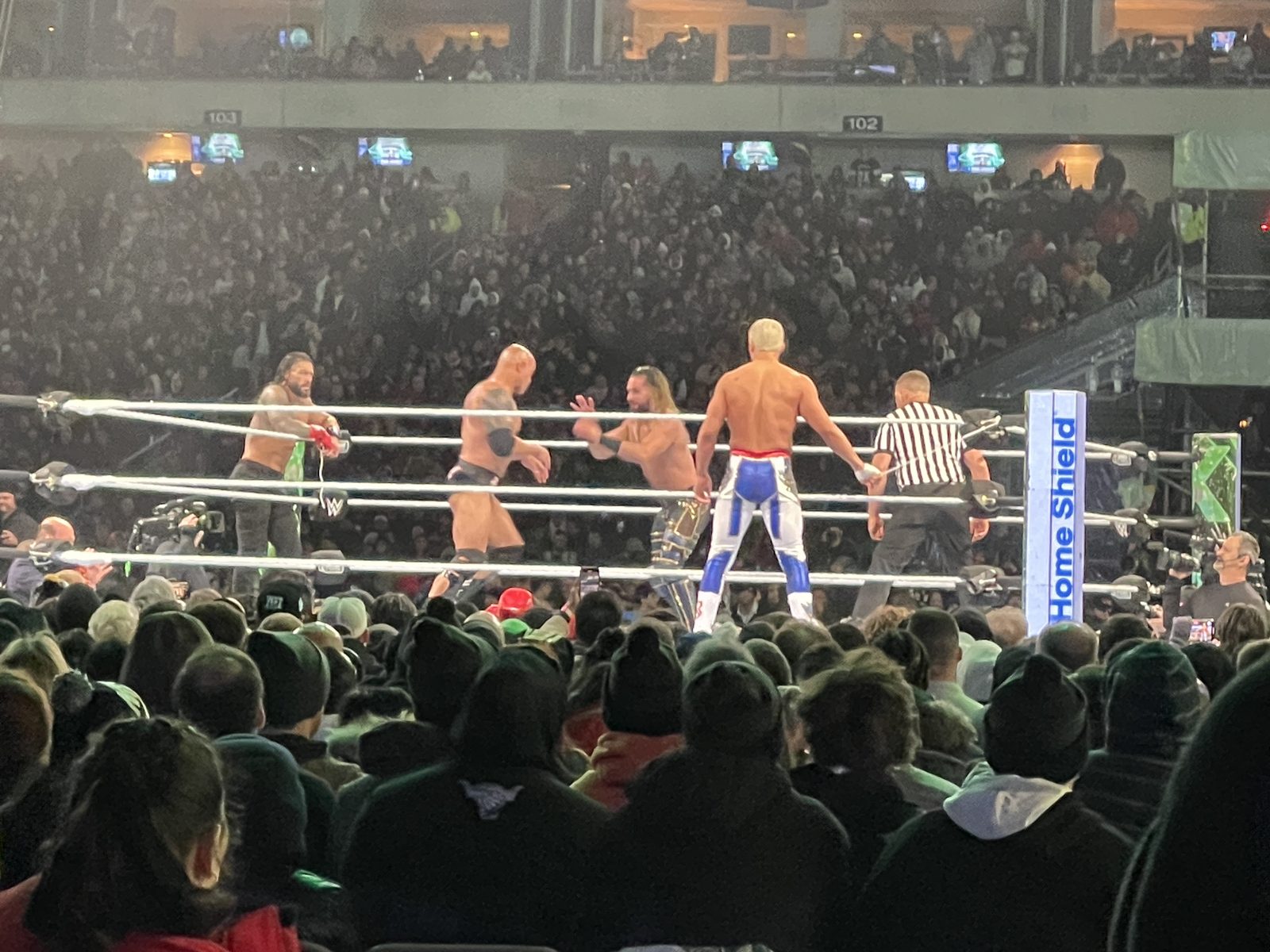 Close view of the ring during a Night 1 match at WrestleMania 40