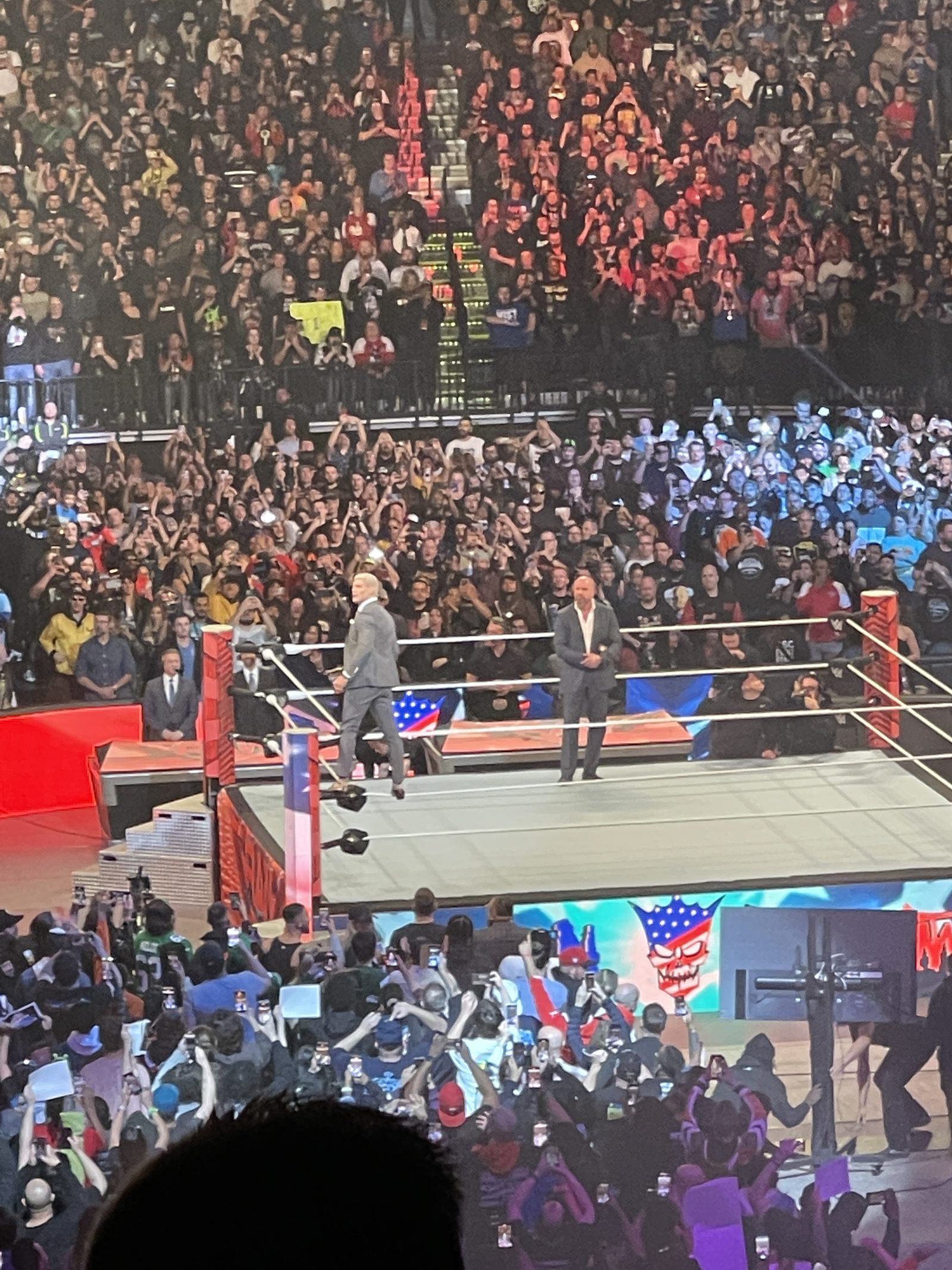 View of the ring during Raw at Wells Fargo Center