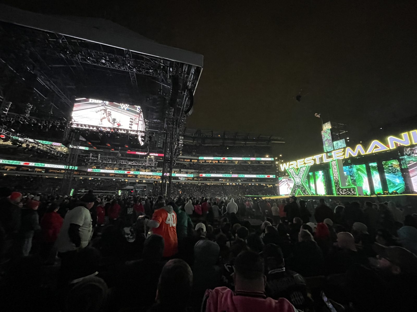 Wide view of the Lincoln Financial Field bowl during WrestleMania 40