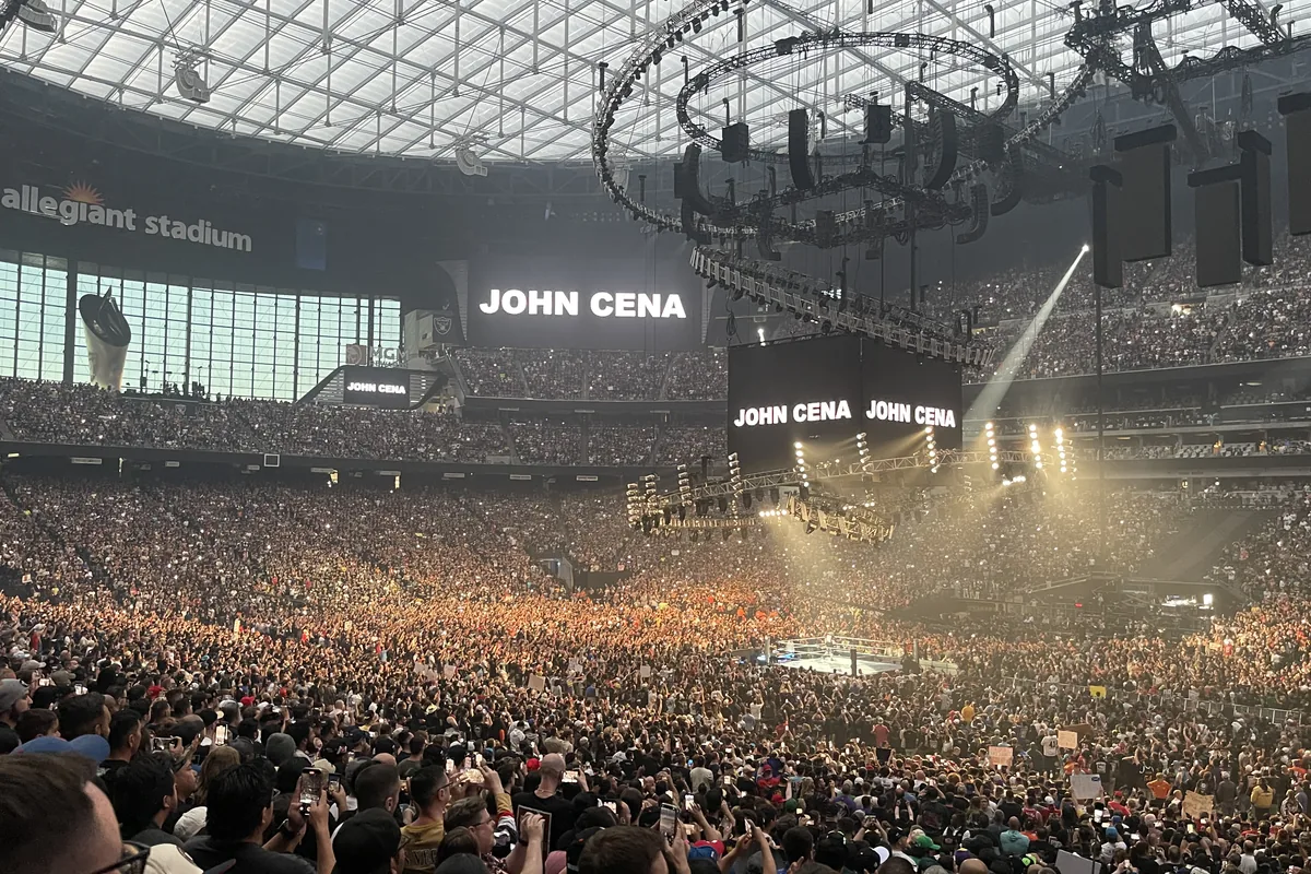 WrestleMania 41 ring and stage viewed from Section 130