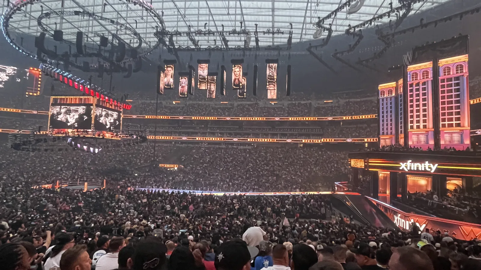 WrestleMania 41 stage and crowd inside Allegiant Stadium