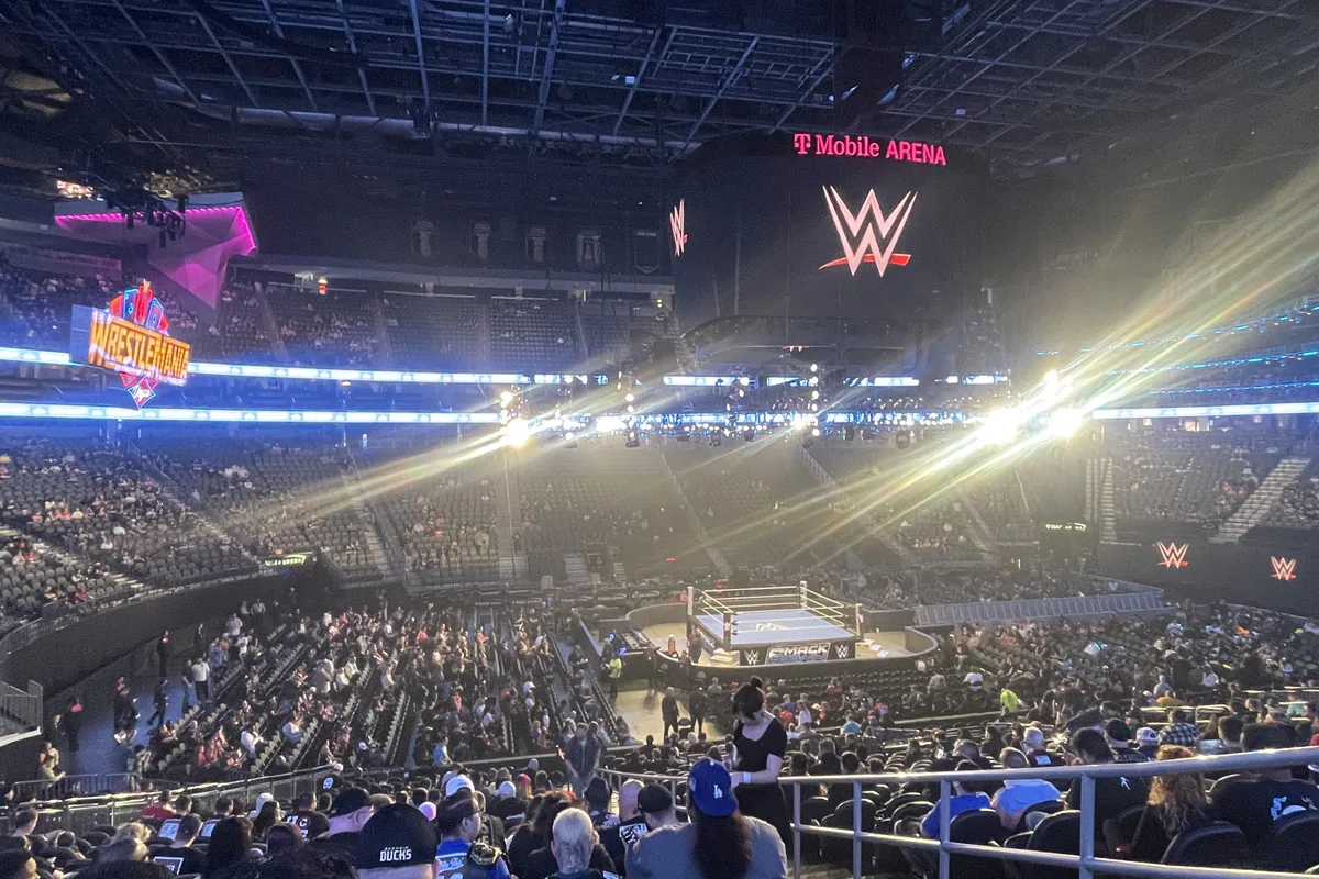 WWE SmackDown stage in Las Vegas before WrestleMania 41
